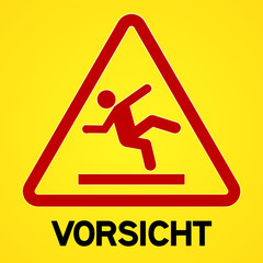 Yellow and red vorsicht symbol