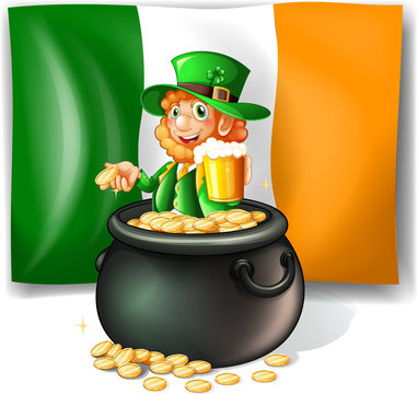 Leprechan in the pot of gold