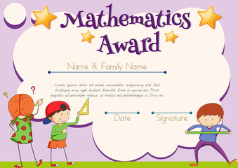 Obraz na płótnie Canvas Mathematics certificate with student in background