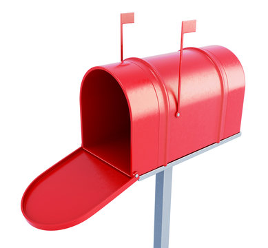 Mail box at the front on a white background. 3d rendering