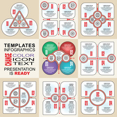 Vector infographics set. Outline. Collection of templates for cy