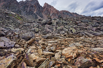 Brown pieces of layered rocks