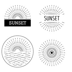 Vector sunset outline logo
