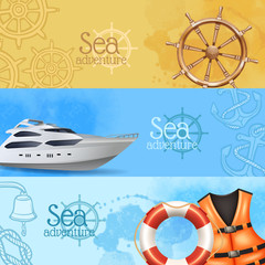 Obraz na płótnie Canvas Sea Adventure Banners Set