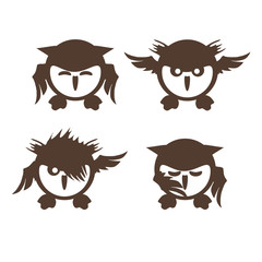 Cute owl label on white background