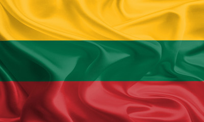 Waving Fabric Flag of Lithuania