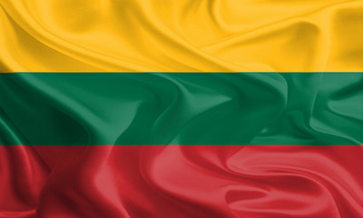 Fototapeta premium Falująca tkanina flaga Litwy
