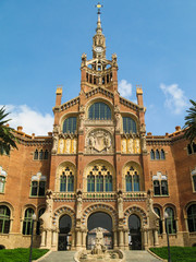 Facade  of  the Hospital of the Holy  Cross and  Saint  Paul  (Hospital de la Santa Creu  i  de Sant  Pau), Barcelona, Catalonia, Spain, UNESCO World Heritage  Site.          