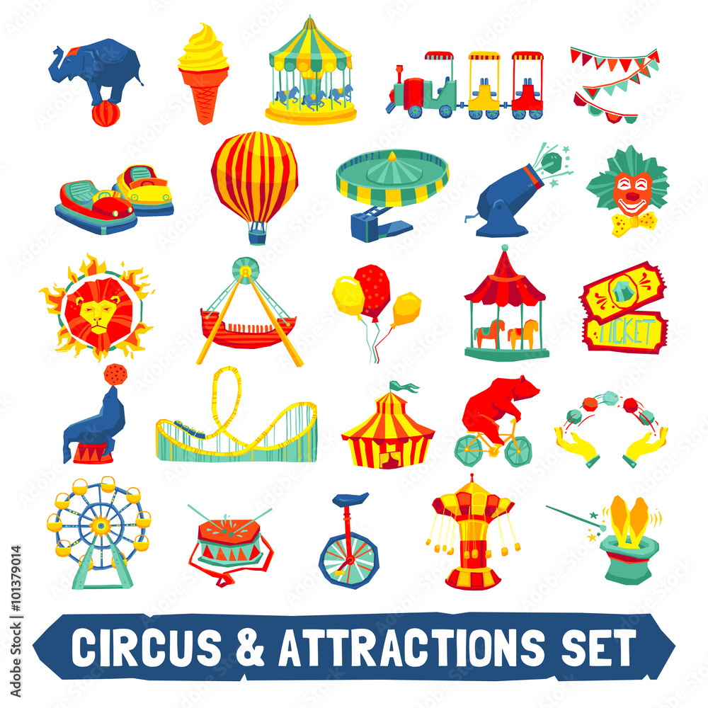 Wall mural Circus Icons Set