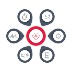 Aspects of Cardio Training line icons, editable infographics elements, vector illustration