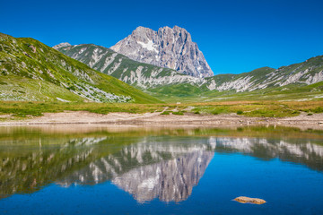 Gran Sasso mountain lake, Campo Imperatore, Italy