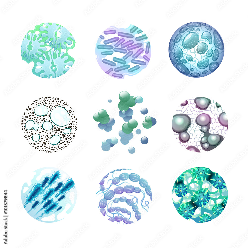 Poster Bacteria Icons Set