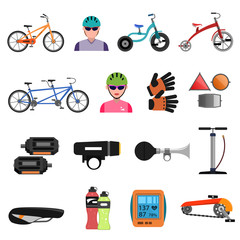Bicycle Icons Flat Set