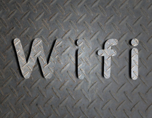 Metal text on background