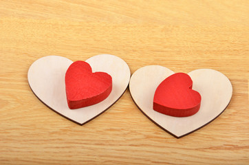 Heart on wooden background