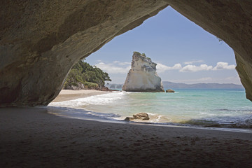 Te Hoho Rock seen from inside the tunnel.