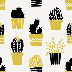 Fototapeten Handgezeichnetes Kaktus-Muster © Iveta Angelova