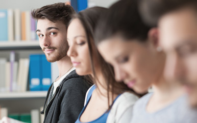 Group of students in the library