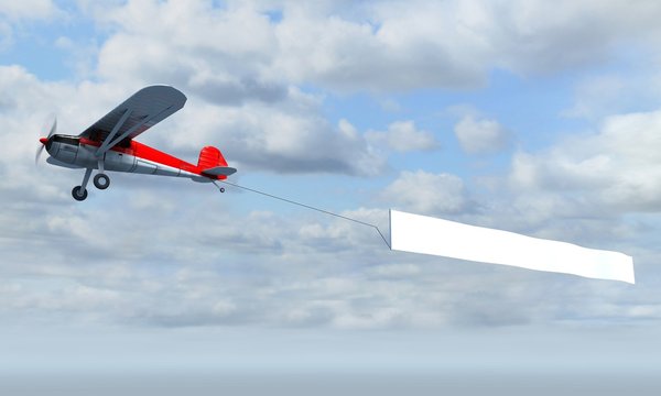 aircraft pulling advertisement banner ilustração do Stock | Adobe Stock