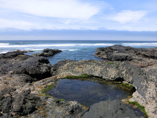 Tide pool on rocks near California Pacific ocean - landscape photo
