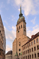 Fototapeta na wymiar Munich, Germany. Church of St. Peter