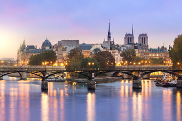 Fototapeta na wymiar Paris Ile de la Cite and Pont des arts at Morning