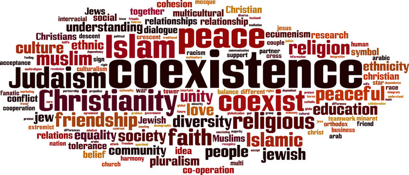 Coexistence word cloud concept. Vector illustration