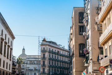 Fototapeta premium Street view of old town in Naples city, italy Europe