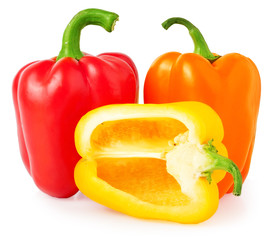 bell peppers with half isolated on white