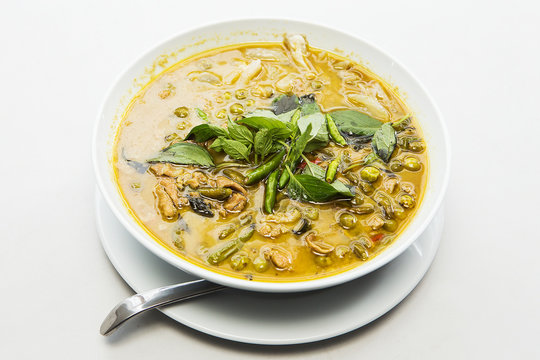 Thailand food Green curry Chicken Intense soup
