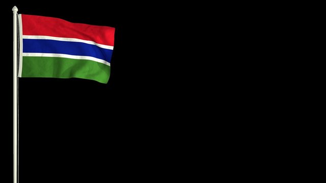 Gambian flag waving in the wind with PNG alpha channel for easy project implementation.