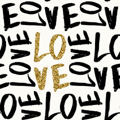 Love Typographic Seamless Pattern