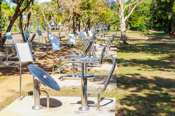 fitness equipment in a park
