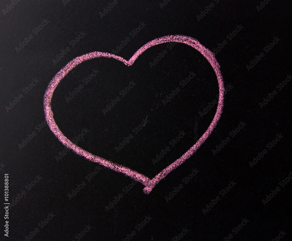 Wall mural heart painted with chalk and the 14th of february