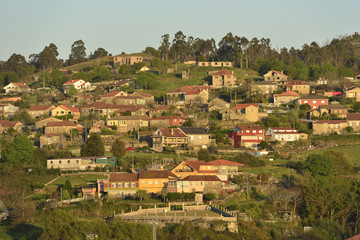 Fototapeta na wymiar Galician countryside, village sparsely populated. Pontecaldelas