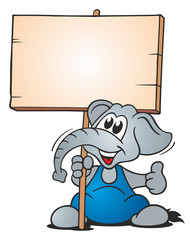 Sitting Elephant with Board © jokatoons