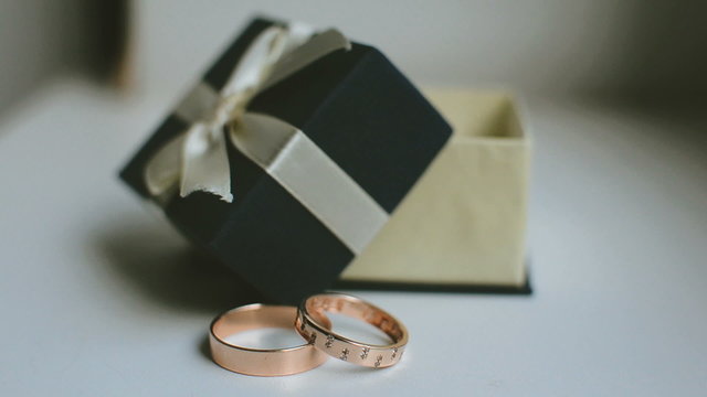 wedding rings and a box
