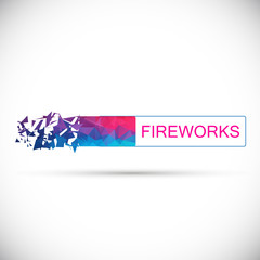 Vector logo fireworks. Polygonal bright line.