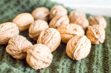 Walnuts shell closeup