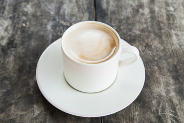 Mocha coffee hot on wood floors.