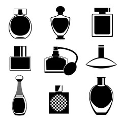 Set of different type of parfume bottles