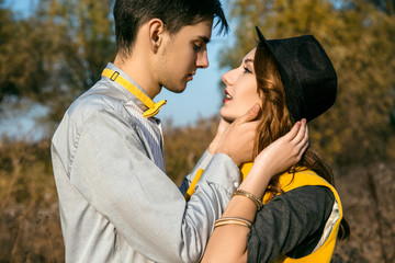 Fototapeta premium Young couple in love outdoor