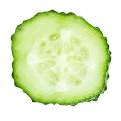 Slice of cucumber isolated on white..