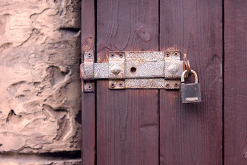 door of dark wood planks