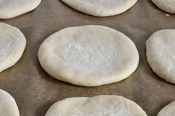 Fototapeta na wymiar yeast dough on the parchment