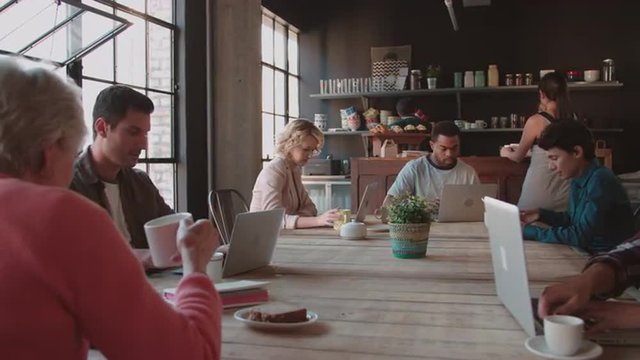 Coffee Shop With Customers Using Digital Devices Shot On R3D