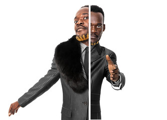 African businessman double portrait