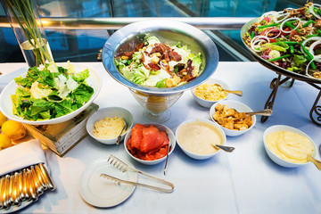 The italian salad from a salami, macaroni and cheese