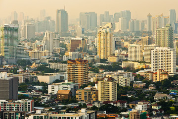 Fototapeta na wymiar Aerial view of Bangkok at sunset