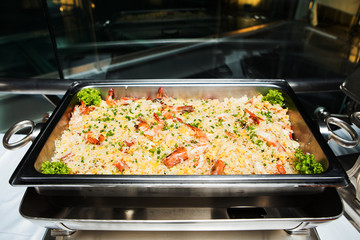 Shrimp fried rice. Part of a series of nine Asian food dishes.